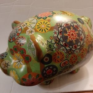 Folk Art  Ceramic  Piggy  Bank